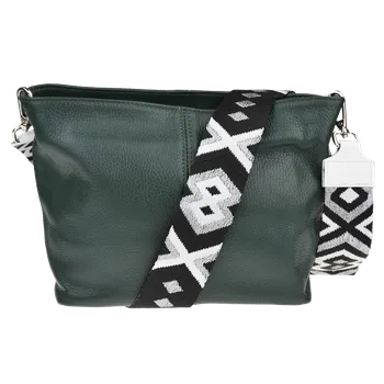 Kabelka NovaKabelka.cz Kožená italská crossbody kabelka Batilda Verde Scura s přídavným popruhem VI