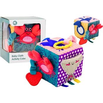 Hračka pro nejmenší Smyslová interaktivní kostka šustící - mořská zvířata