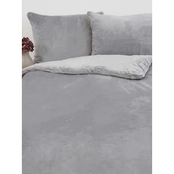 Povlečení MKLuzkoviny.cz Prodloužené povlečení mikroplyš Exclusive – Laura světle šedá 140 x 220, 70 x 90 cm zipový uzávěr