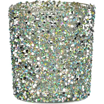Svícen Svícen skleněný, vícebarevné třpytky 9 cm
