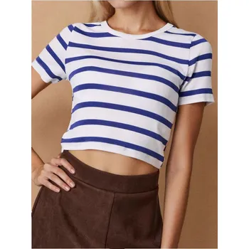 Oblečení a móda Sinsay - Pruhované tričko - námořnická modrá - 755IN-59X - 755IN-59X-S