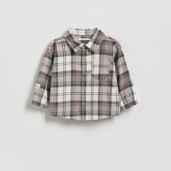 Reserved - Bavlněná kostkovaná košile - hnědá - 219FO-88X - 219FO-88X-74