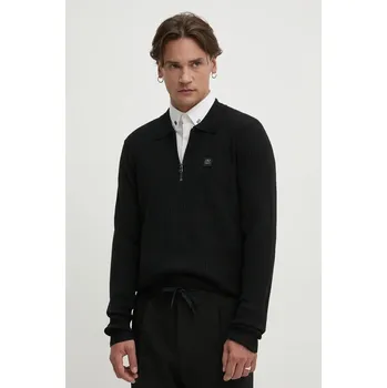 Pánský svetr Svetr z vlněné směsi HUGO Sastoro pánský, černá barva, lehký, 50524556 99X, vel. S