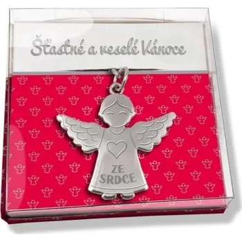 Vánoční dekorace Nekupto Dárková klíčenka Anděl - Šťastné a veselé Vánoce