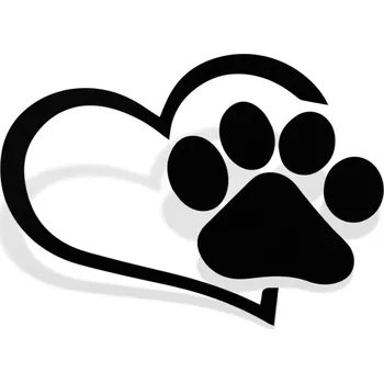 Samolepicí dekorace na vozidlo Samolepka Tlapka na srdci (psí tlapka v srdci) - 13x10,9