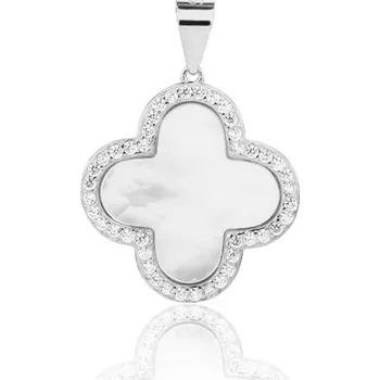 Šperk Stříbrný přívěšek čtyřlístek s perletí a zirkony SVLP1439XJ6BI00