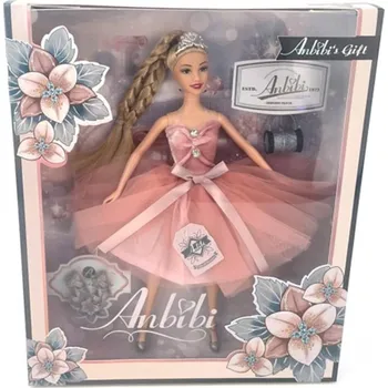 Panenka Panenka Anbibi růžové šaty dlouhé vlasy s copy set s doplňky