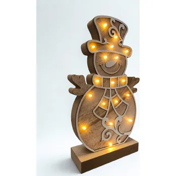 Vánoční světelná dekorace LED světelná ozdoba, dřevěná, sněhulák