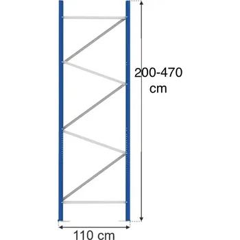 Dílenský regál Regalydoskladu Rám STOW - hloubka 110 cm - použitý Výška: 500cm