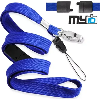 Šňůrka na krk rozpojovací s karabinou a poutkem, 1ks, modrá