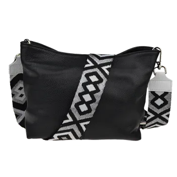 Kabelka NovaKabelka.cz Kožená italská crossbody kabelka Batilda Nera s přídavným popruhem XVII