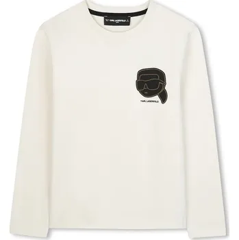 Chlapecké tričko Dětské bavlněné tričko s dlouhým rukávem Karl Lagerfeld Z30955.162.174 bílá 00X, vel. 162
