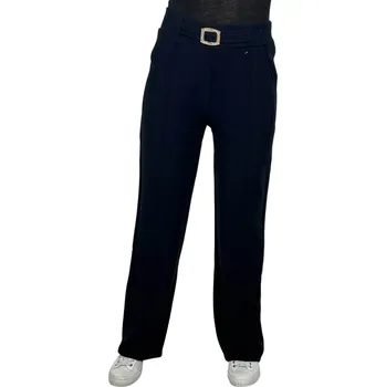 Dámské kalhoty Dámské černé nadměrné zateplené kalhoty s širokými nohavicemi 01 Barva: Modrá, Velikost: 5XL-6XL