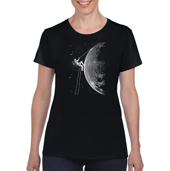 Dámské tričko bavlnene-damske-tricko-potisk-luna-horolezec-Mesic Barva: Black -černá, velikost: 6XL