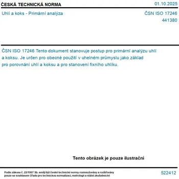ČSN ISO 17246 - Uhlí a koks - Primární analýza - Tisk