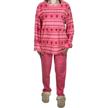 Dámské pyžamo Valerie Dream Dámske flanelové pyžamo s dlhým rukávom PIRA Barva: Růžová, Velikost: L