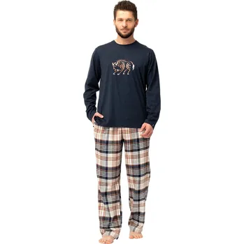 Pánské pyžamo Pánské pyžamo KEY 444 černá FLANEL XXL 0