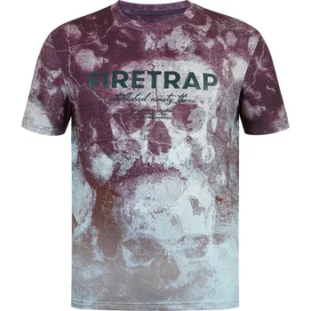 Pánská móda Tričko Firetrap Burgundy Skull 7150183 M