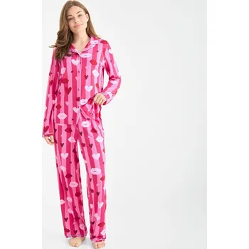 Dámské pyžamo Urban Threads Pink Hrt Lips 238936 14 (L)