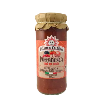 Omáčka Omáčka na těstoviny Puttanesca s ančovičkami a chilli 330g Delizie di Calabria