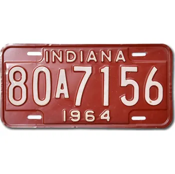 Plechová cedule Americká SPZ Indiana 1964 Red 80A7156