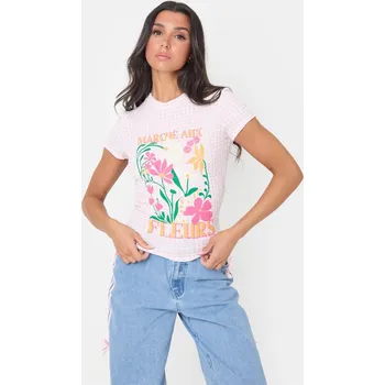 Dámské tričko Tričko I Saw It First Pink Gingham 5875702 8 (XS)