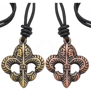 Karnevalový kostým Lord of Battles Přívěsek heraldická lilie (Fleur-de-Lis) na kožené šňůrce - Outlet