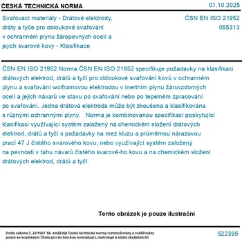 Příslušenství ke svářečce ČSN EN ISO 21952 - Svařovací materiály - Drátové elektrody, dráty a tyče pro obloukové svařování v ochranném plynu žáropevných ocelí a jejich svarové kovy - Klasifikace - Tisk