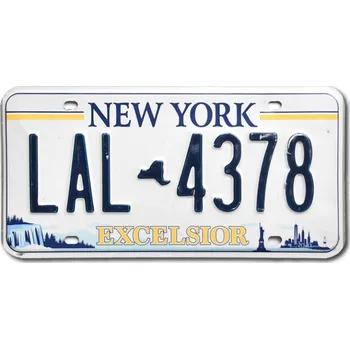Plechová cedule Americká SPZ New York Excelsior LAL 4378