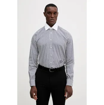 Pánská košile Košile Karl Lagerfeld pánská, tmavomodrá barva, regular, s italským límcem, 554603.605116 05A, vel. 41