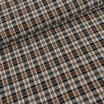 Flanel tkaný / barchet, oboustranný 30, černo-hnědé káro, š.150cm (látka v metráži)