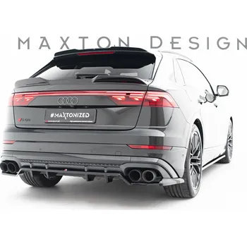 Nárazník Maxton Design spoiler pod zadní nárazník s žebrováním v.2 pro Audi SQ8 Mk 1 FL, černý lesklý plast ABS