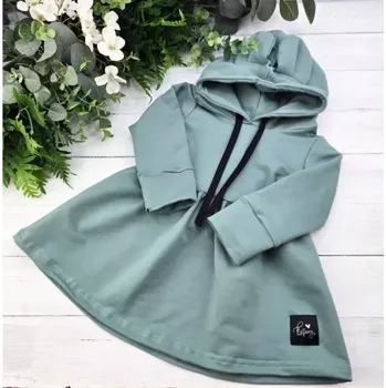 Dívčí šaty Mikinošaty Princess s dlouhým rukávem - Sage 98/104