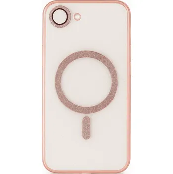 Pouzdro na mobilní telefon Zadní kryt Glitter Magsafe pro iPhone 16e pink clear