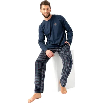 Pánské pyžamo Pánské pyžamo KEY 481 tmavě modrá FLANEL XXL 0