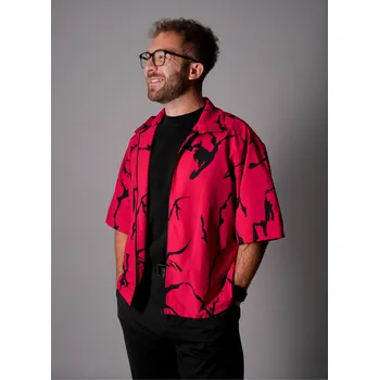 Pánská košile Pánská košile premium ALTISPORT VOJ/ALM052KOS01 ČERVENÁ XXL