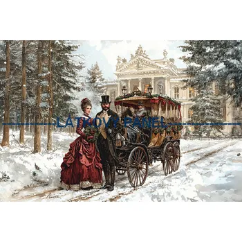 Látkový panel - Zimní retro - ZIM -240 Velikost: 40x27cm, Materiál: Kočárkovina