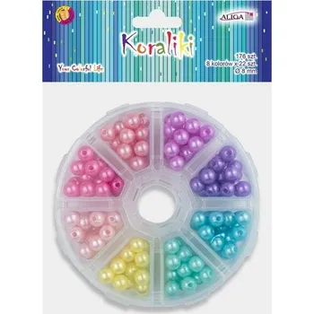 Set školních potřeb Zestaw plastikowych perłowych koralików w pudełku, 8mm PJ-0569 op.176 szt, Aliga