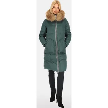 Elegantní lahvově zelená dámská péřová bunda s kontrastním pruhem BLH 241001 FXR - bottle green Velikost: XL