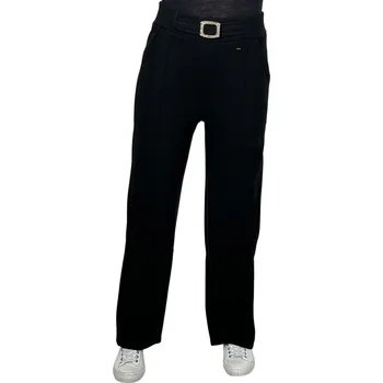 Dámské kalhoty Dámské černé nadměrné zateplené kalhoty s širokými nohavicemi 01 Barva: Černá, Velikost: 4XL