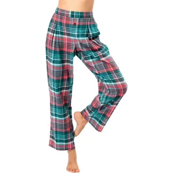 Dámské pyžamo Dámské pyžamové kalhoty KEY 419 zelená FLANEL L 0