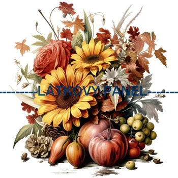 Látkový panel - Podzimní kytice - POD-62 Velikost: 25x25cm, Materiál: Kočárkovina