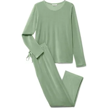 Dámské noční prádlo 710517 - Tchibo - Pyžamová souprava z plyšového úpletu - pro ženy - vel. XL 48/50 - barva: zelená