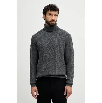 Pánský svetr Vlněný svetr Tommy Hilfiger pánský, šedá barva, s golfem, MW0MW40914 90Y, vel. XXL