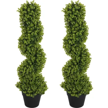 umělá květina Sada 2 umělých spirálovitých eukalyptů 90 cm | zelená