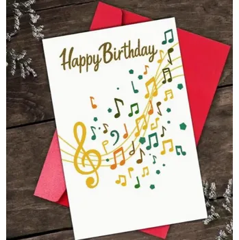 Přání bez textu s potiskem barevných not