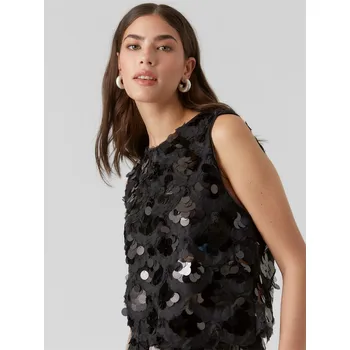 Dámské tričko Tričko Vero Moda Black Sequin 8365515 8 (XS)