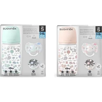 dudlíky SUAVINEX | SADA LÁHEV 270ml + DUDLÍK FYZIOLOGICKÝ 0/6M + KLIP MEMORIES - MODRÝ Varianta: SADA 270ml+DUDLÍK FYZIOLOGICKÝ 0/6M+KLIP MEMORIES RŮŽOVÁ