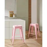 Sada 2 barových stoliček růžové kovové 60 cm ve výšce pultu stohovatelné industriální Beliani