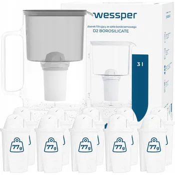 Filtrační konvice Filtrační konvice skleněný Wessper D2 BOROSILICATE 3l šedý + 11x filtr